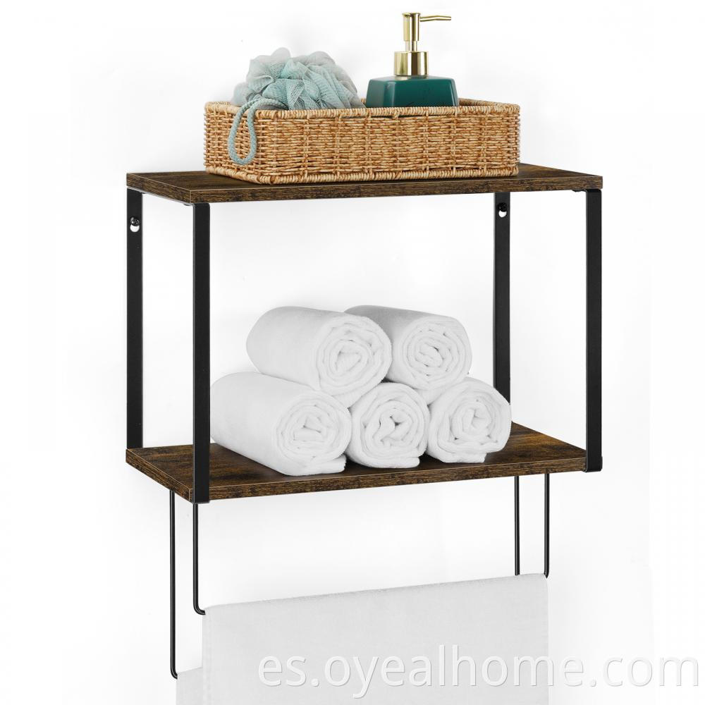 2 Levels Wall Mounted Shelf With Towel Bar